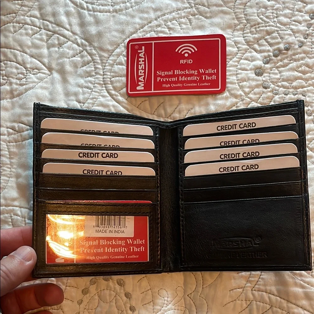 Marshall Black Leather RFID Blocking Wallet NWT